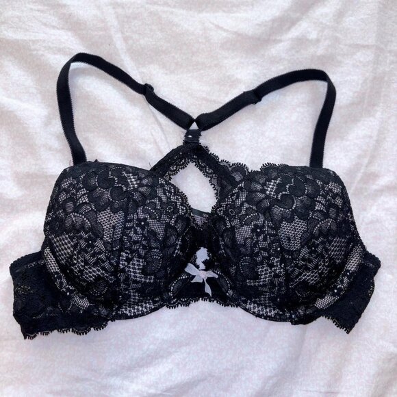 Victoria’s Secret Push-Up Bra | Black Lace | Size 32B - Picture 1 of 3